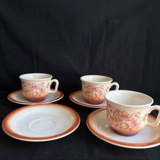 3 tazze con piattino Pagnossin Treviso floreali