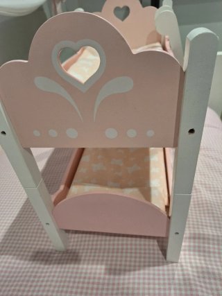 Literas de muñecos madera rosa y blanca