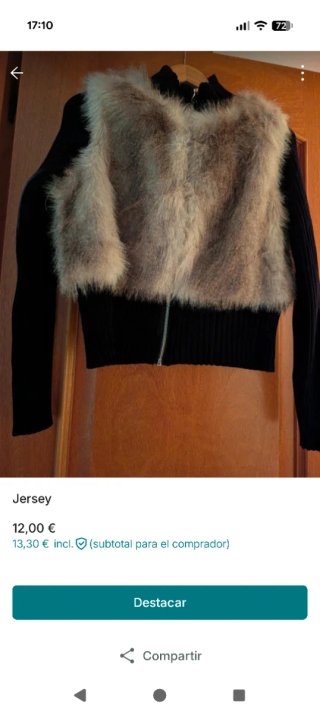 Jersey de punto con pelo sintético