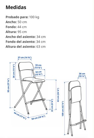 Taburete alto plegable metal y plástico