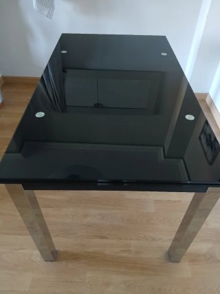 Mesa comedor extensible cristal negro