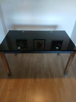 Mesa comedor extensible cristal negro