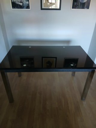 Mesa comedor extensible cristal negro