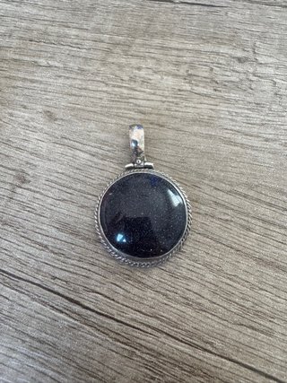 Colgante Medallón Plata 925 Piedra Negra