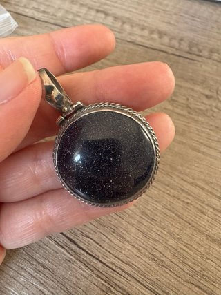 Colgante Medallón Plata 925 Piedra Negra