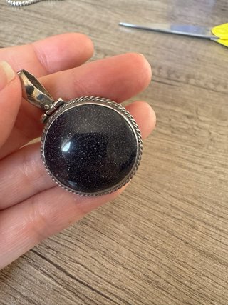 Colgante Medallón Plata 925 Piedra Negra