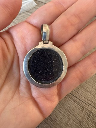 Colgante Medallón Plata 925 Piedra Negra