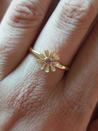 Anillo margarita zafiro rosa