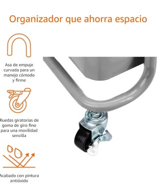 Carrito 3 estantes gris metal