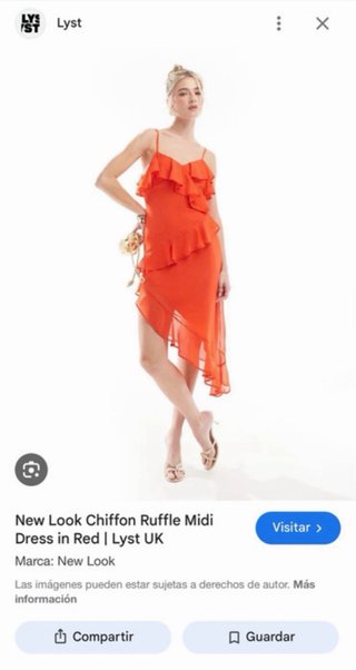 Vestido rojo fiesta New Look chiffon volantes asim