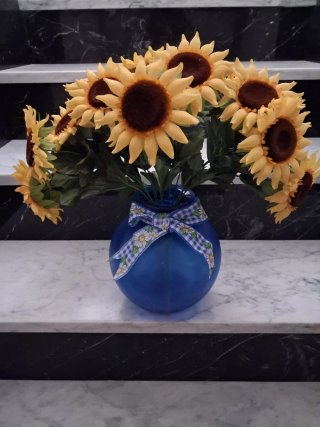 Florero Girasoles Azul y Amarillo