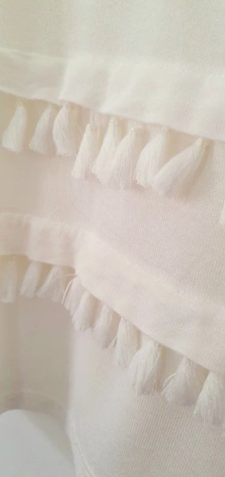T-shirt H&M bianca boho con frange XS