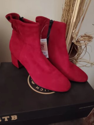 Botines mujer piel rojos talla 39