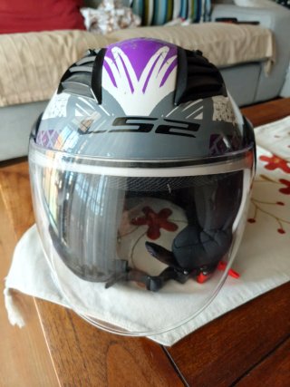 Casco Moto LS2 Blanco/Morado
