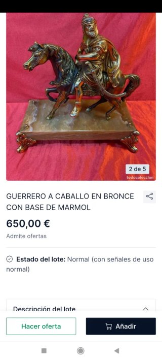 Figura Bronce Jinete  Caballo Grande 13k Arte deco