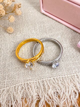 Anillo compromiso plata o dorado con circonitas