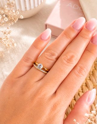 Anillo compromiso plata o dorado con circonitas