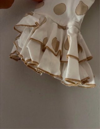 Traje de Flamenca Beige y Dorado