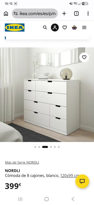 Cómoda NORDLI IKEA 8 cajones 120 cm