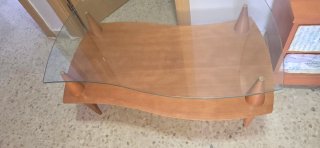 Mesa de centro cristal y madera
