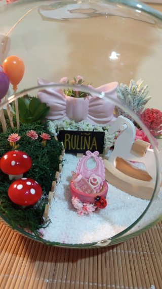 Terrario Decorativo con Pájaros , Casa,abuelos,ect