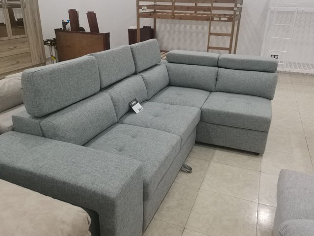 Sofá Cama Chaise Longue Gris Tela