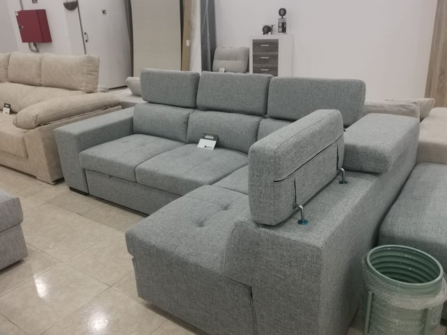 Sofá Cama Chaise Longue Gris Tela