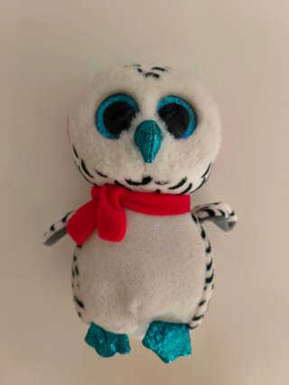 Peluche TY Búho Blanco con Bufanda Roja