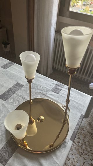Conjunto  2 Lámparas Doradas Cristal