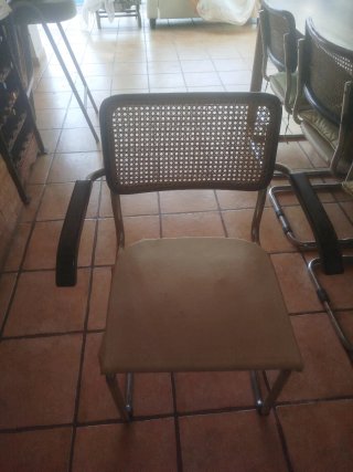 Silla Cesca Metal y Rattan Beige/Marrón
