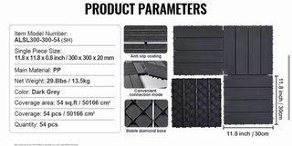 Baldosas Exterior VEVOR Gris Oscuro 54Uds