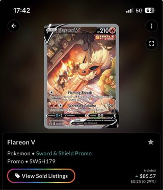Carta Pokémon Flareon V 210 PS