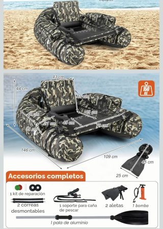 Barco de pesca inflable GOPLUS