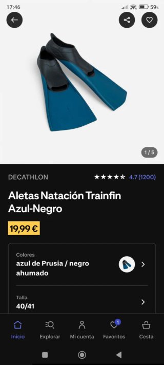 Aletas Natación Trainfin Azul