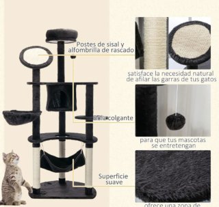 Rascador para gatos con hamaca y cueva