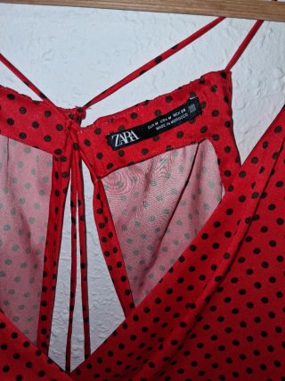 Vestido Zara lunares rojo y marron