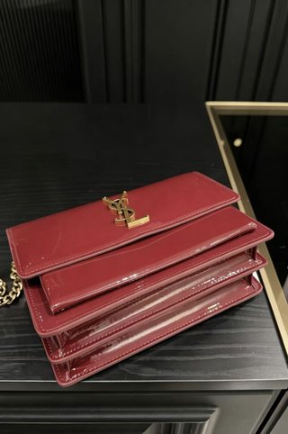 Bolso Saint Laurent Rojo Charol Cadena Dorada