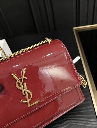 Bolso Saint Laurent Rojo Charol Cadena Dorada