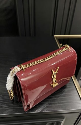 Bolso Saint Laurent Rojo Charol Cadena Dorada