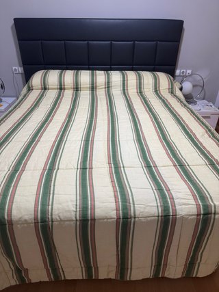 Colcha/Edredón Cama Rayas Verde y Rosa