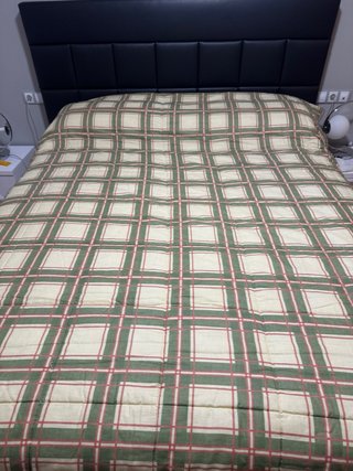 Colcha/Edredón Cama Rayas Verde y Rosa