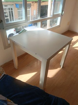 Mesa de comedor blanca y madera 40 solo hoy