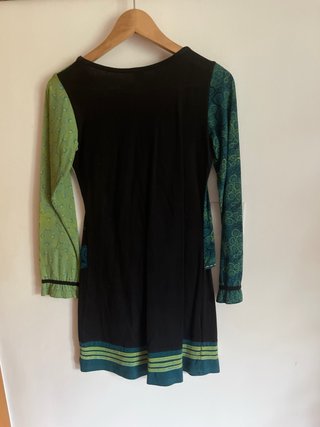 Vestido estampado verde y negro talla S