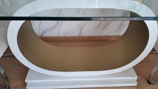 Mesa de cristal  de diseño y madera moderna