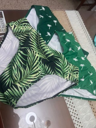 Bañador slip verde palmeras