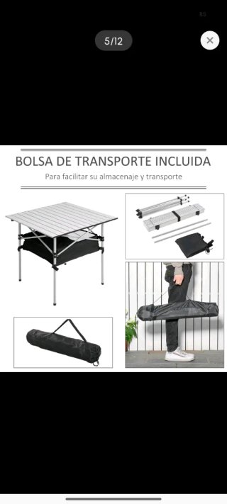 Mesa Camping Plegable Portátil