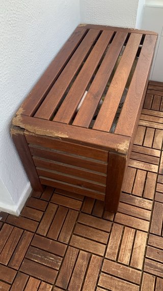 Baúl y respaldo madera Ikea