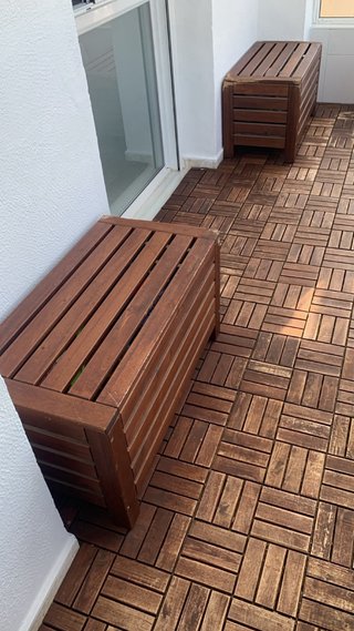 Baúl y respaldo madera Ikea