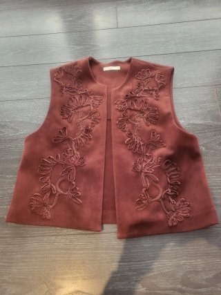 Chaleco Zara Símil Ante Bordado