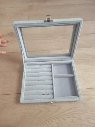 Caja Joyero Gris con Tapa Transparente